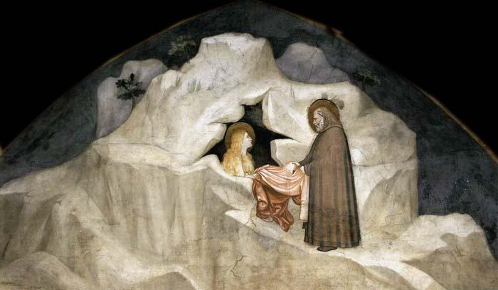 GIOTTO di Bondone The Hermit Zosimus Giving a Cloak to Magdalene oil painting image